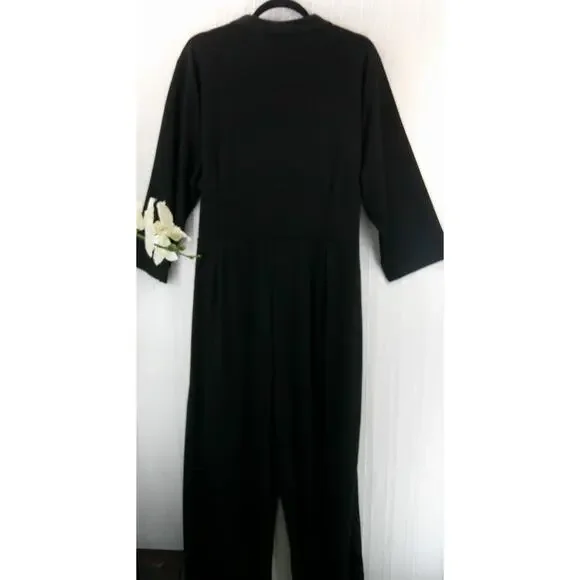 Liz Claiborne Black Jumpsuit Side Pockets 3/4 Sleeves-Women's 2XL NWT RTL $89 - Picture 3 of 9